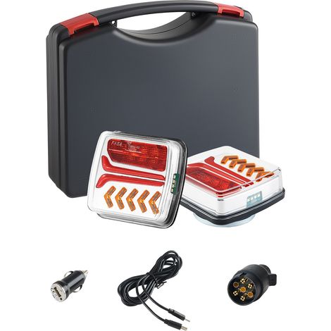 Feux de Remorque Magnétiques LED 2PCs, Feux Arrière/Stop/Clignotant/ de Plaque d'Immatriculation/de Recul, Kit d'Éclairage de Remorque Étanche 12 V sans Fil, pour Bateau, Camion, Camping-car (1/5)