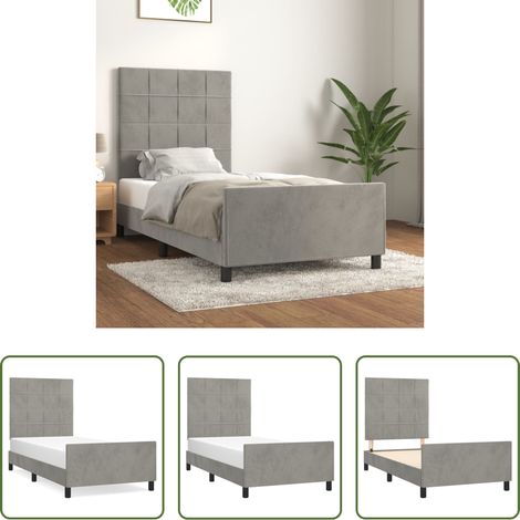 Kopfteil - Bettgestell ohne Matratze Hellgrau 100x200 cm Samt (1/5)