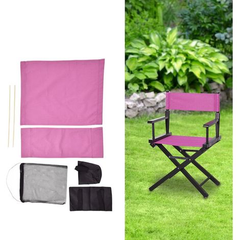 Housse de remplacement pour chaise directeur avec sac de rangement et siège en toile Rose rouge Toile + bois 52x41cm siège, 16x52cm dossier Kit complet (1/5)