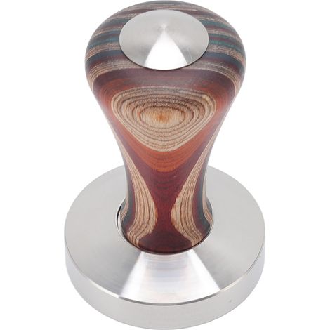 Tasseur à café plat en bois coloré, base en acier inoxydable, marteau à poudre pour accessoires de café, 58 mm (1/5)