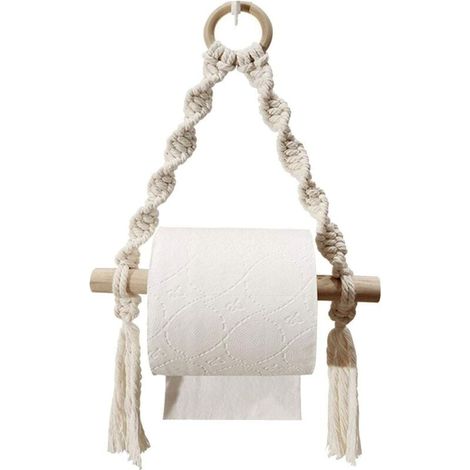Porte-Papier hygiénique, Porte-Rouleau de Papier Toilette en macramé tissé pour Salle de Bain de Toilette, Ports Suspendus de Salle de Bain à la Main (Sans crochet) (1/6)