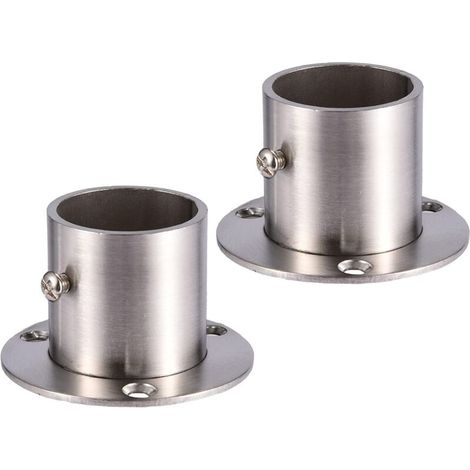 Confezione da 2 staffe flangiate in acciaio inossidabile compatibili con asta per armadio, diametro 32 mm, staffa a parete compatibile con asta appendiabiti