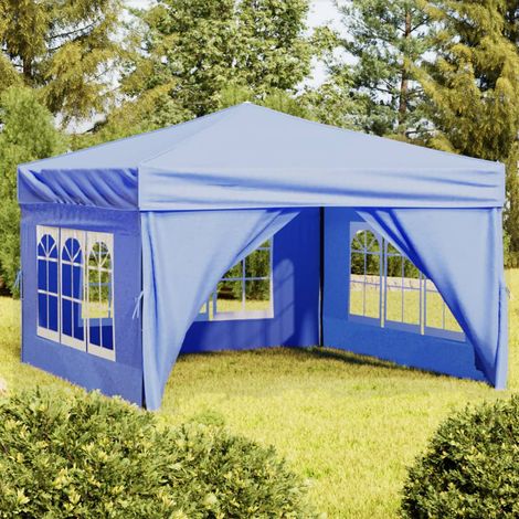 Tente de réception pliable, Pavillon, Pergola, Tente de jardin, avec parois Bleu 3x3 m OIB2077E (1/5)