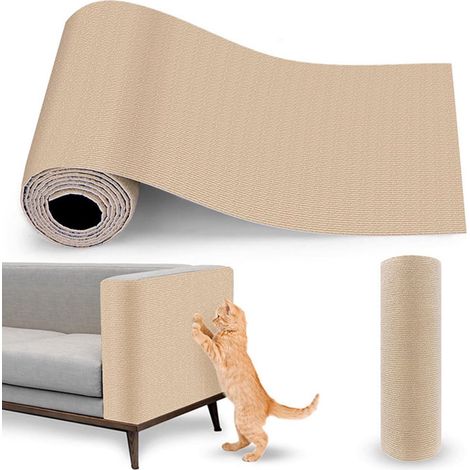 Tapis griffoir auto adhésif pour chat en feutre découpable dimensions 40 x 200 x 0,4 cm pour protection et griffage du canapé couleur kaki (1/3)