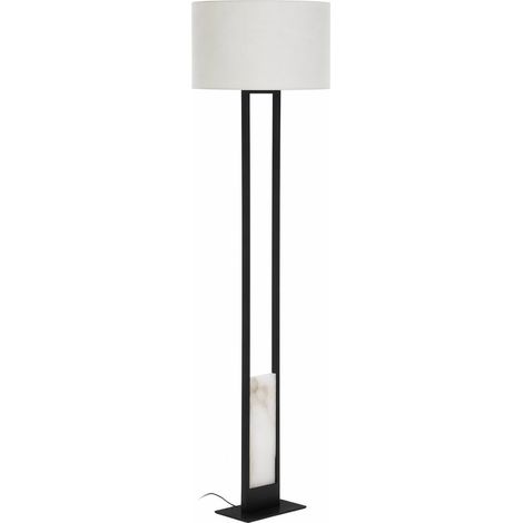 Lampadaire en métal noir et albâtre - naturel et noir mat (1/4)