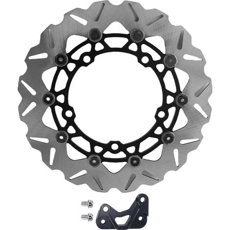 Disque frein avant moto 300mm CNC inox – Stabilité freinage améliorée remplacement Xmax250 Xmax300 2017-2024 noir (1/5)