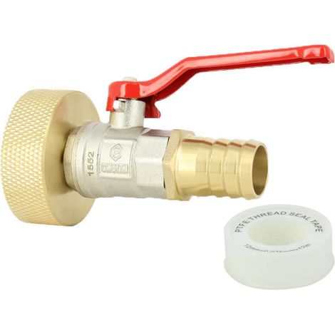 Raccord cuve S60X6 laiton - Vanne laiton + Embout droit 25 mm (1/3)