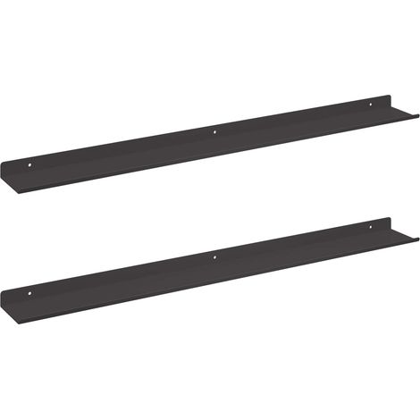 Étagère flottante 2 pcs Noir 80 x 9 x 2,5 cm Acier vidaXL (1/5)
