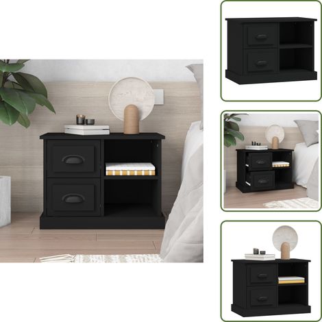 Mesita de noche decorativa - vidaXL Mesita de noche negra 60x35,5x45 cm - Mesita de noche con compartimentos