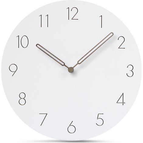 Horloge murale à mécanisme à quartz silencieux en bois clair, cadran blanc avec chiffres arabes, idéale pour salon, chambre à coucher et bureau (1/5)