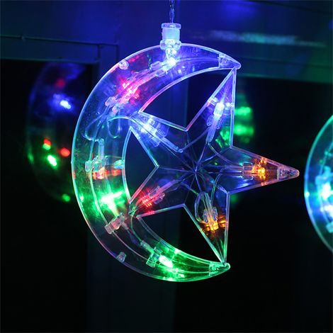 LED-Lichterkette für Fenster, Vorhänge, Lichterkette mit Mond und Sternen, batterie- und USB-betrieben, für drinnen, Schlafzimmer und draußen, Partys (1/3)