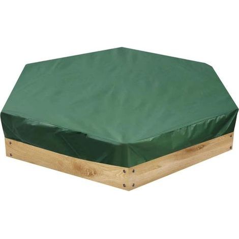 Sechseckige Sandkastenabdeckung 230 x 200 cm – Staubdicht – Mit Kordelzug – Schutzhülle für Sandkasten – Sandspielzeug