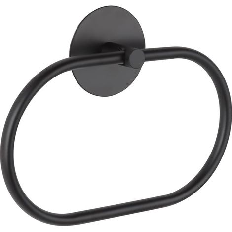 Oval adhesive wall-mounted towel rack in SUS304 stainless steel, black, bathroom (1/5)
