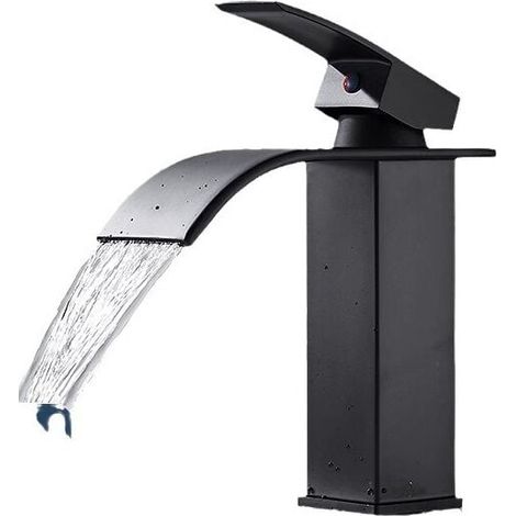 Homemade Bathroom Bathtub Faucet Waterfall Unique Comfort Matte Black 1 Hole Basin Sink Tap Modern Sink Faucet MUMU (1/4)
