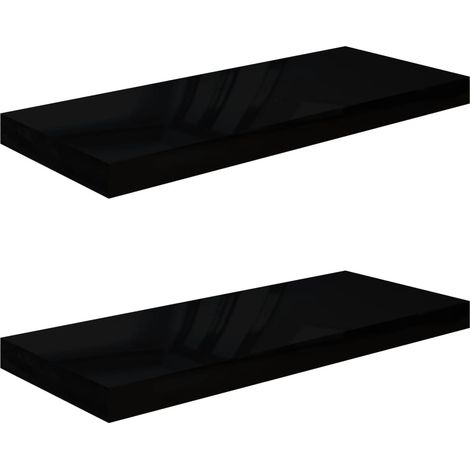 vidaXL Scaffali a Parete 2 pz Nero Lucido 60x23,5x3,8 cm in MDF