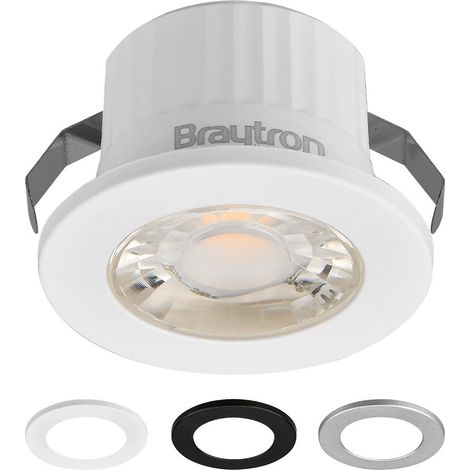 Spot encastrable rond 3W 4000K IP54 – 3 couleurs d'enjoliveurs – Angle de diffusion 38° – Pour salles de bain en Zone 2 – Braytron