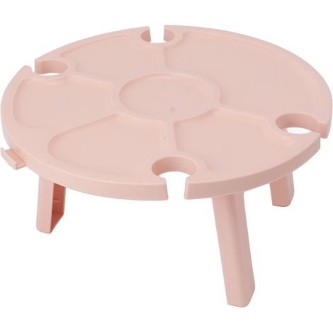 Table pliante portable avec porte-verre à vin pour pique-nique, table de camping extérieure en plastique pliable, idéale pour fête en plein air, rose (1/5)