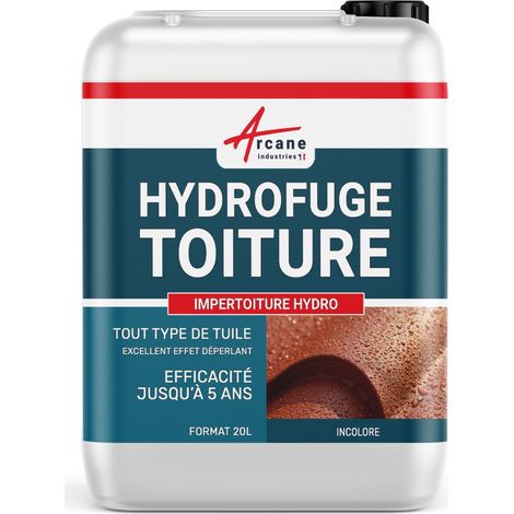 Arcane Industries – Produit hydrofuge toiture incolore – Protection invisible jusqu'à 5 ans – Excellent effet déperlant – Compatible tuiles terre cuite, béton