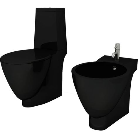 Ensemble de toilette et bidet Céramique Noir