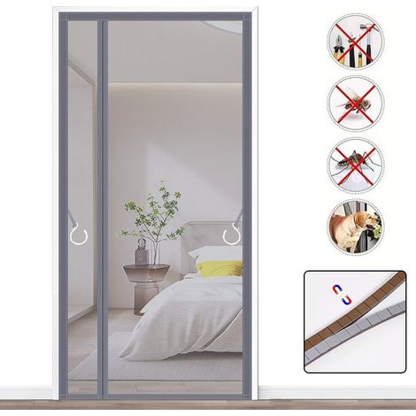 Zanzariera magnetica completa, Tenda anti-insetti autoadesiva con striscia magnetica completa, Anti-zanzare, 110 cm x 220 cm (Grigio) (1/5)