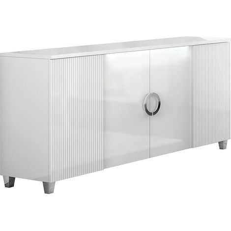 MARIKA - Buffet 4 Portes Laqué Blanc avec Leds (1/3)
