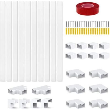 Goulotte Cable, 10 Pièces de 40 cm de Long Cache Fil TV Mural, 20 X 10 mm Cache Cable Blanc, avec Matériel de Montage, pour Dissimuler Les Câbles des Hautparleurs et des Lampes (1/5)
