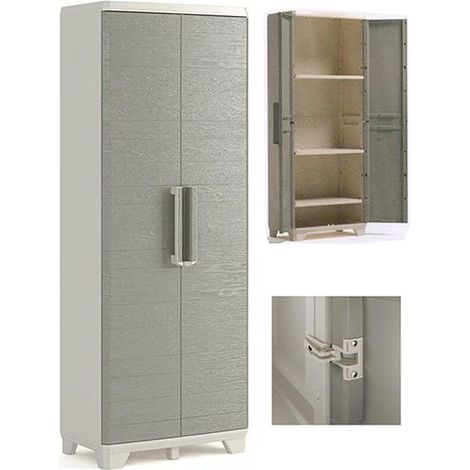 ARMADIO RESINA """KETER WOOD""" RIPIANI L68 P39 H173 BEIGE/EFFETTO LEGNO