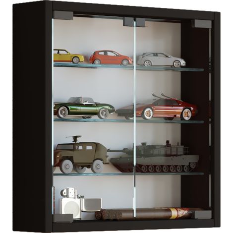 Vetrina in vetro VCM appesa  Vetrina vetrata con vetro di sicurezza ESG  Dimensioni ca. A. 40 x L. 40 x P. 10 cm Vetri pensili  Moderno e salvaspazio  Vetrina in vetro - Mandosa S (Nero)