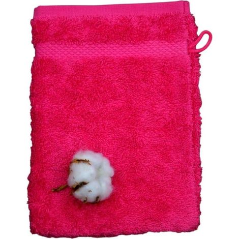 Gant de toilette coton bio coloris Framboise