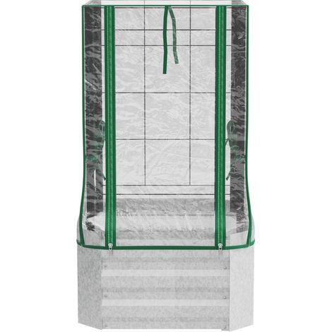 Set di bancale elevato con copertina PVC e grigliato per piante rampicanti 53 x 53 x 90 cm (1/5)
