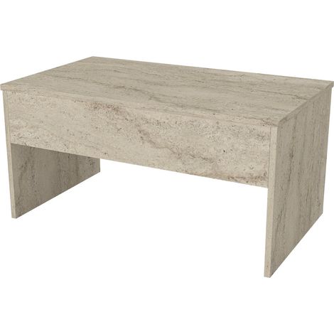 Table basse avec coffre de rangement en bois "Akilli" - 90 x 45 x 52 cm - Travertin