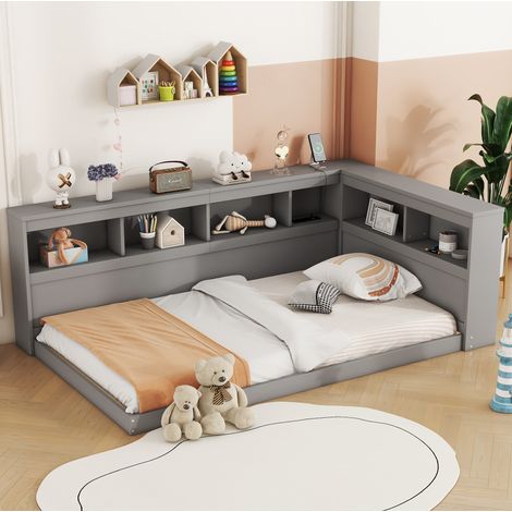 Einzelbett 90x200 cm Mit Spanplattengestell Und USB-Ladefunktion (1/5)
