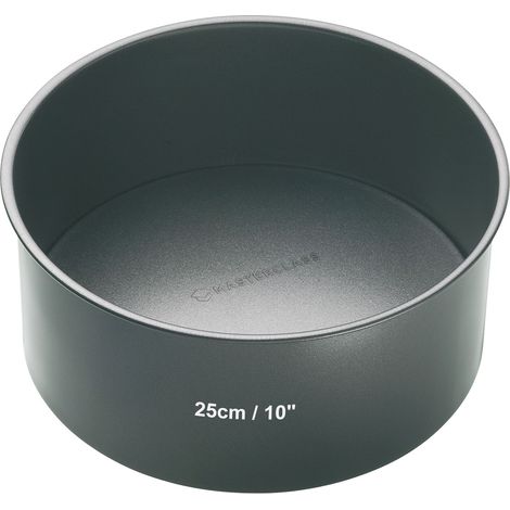 MasterClass Molde para Tartas de Fondo Suelto sin PTFE, PFOA ni BPA, Acero al Carbono de 1 mm, Molde Redondo de 10 Pulgadas, Gris
