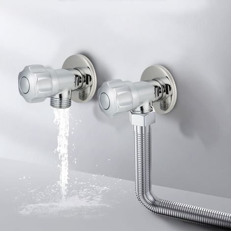 Robinet d'angle en cuivre G1/2" pour lavabos, robinets de cuisine, vannes d'arrêt d'eau, chauffe-eau et toilettes (1/5)