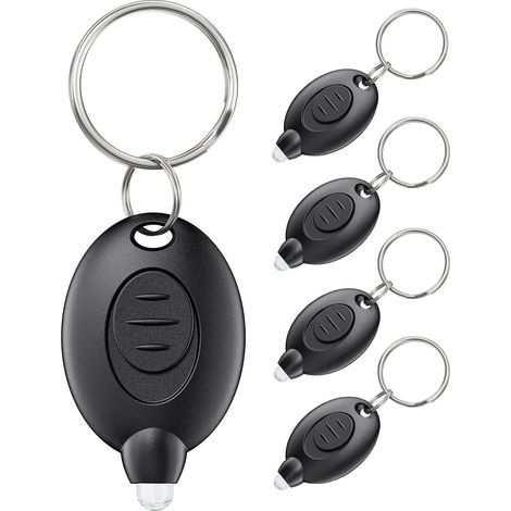 Lot de 5 Mini Lampe Porte Clés LED 12 Lumen Portable Ultra Lumineux Batterie Alimentée Torche Porte Clé pour l'Extérieur Camping Fête Randonnée et Eclairage d'Urgence, Coque Noire (1/5)