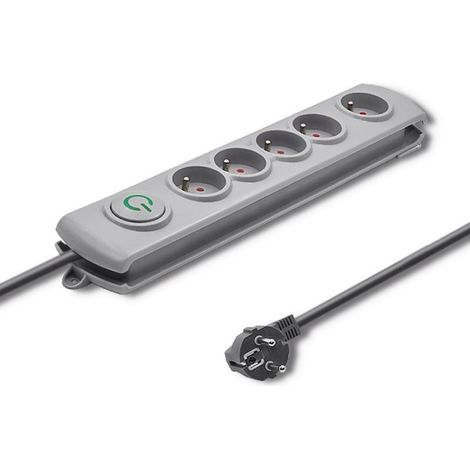 QOLTEC BARRE ANTI-SURTENSION 5 PRISES 1.8M GRIS 50270 (1/3)
