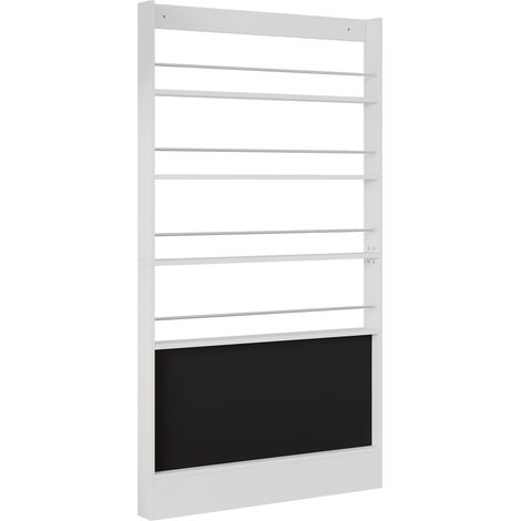 Bibliothèque d'exposition 4 étagères avec tableau noir à peindre, rangement mural pour chambre d'enfant, protection anti-bascule, gain de place, étagère à livres derrière la porte, 100x10x180 cm (1/5)
