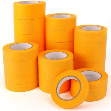 QORVA-30 Rouleaux Ruban de Masquage pour Peindre et Masquer - 8/12/15/20/24/30 mm x 20 m - Ruban Adhésif de Masquage - Résistant aux Hautes Températures (Orange) - Ruban Adhésif Polyvalent pour Décora (1/5)