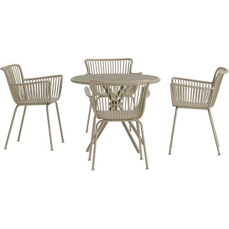 Sifnos Gartenset Tisch 90x90cm 4 Stühle beige.