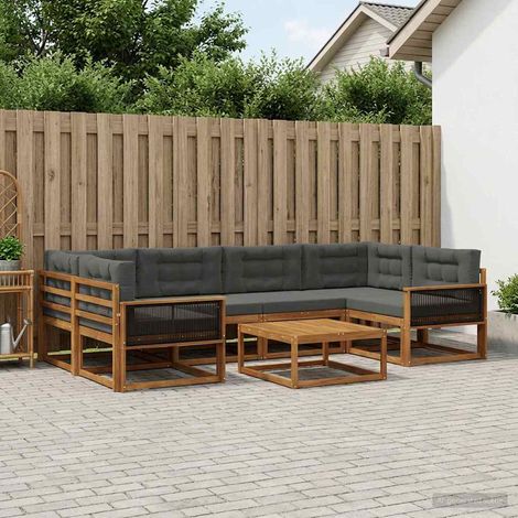 vidaXL Outdoor-Sofagarnitur mit Kissen 7 pcs Natur und Anthrazit (1/5)