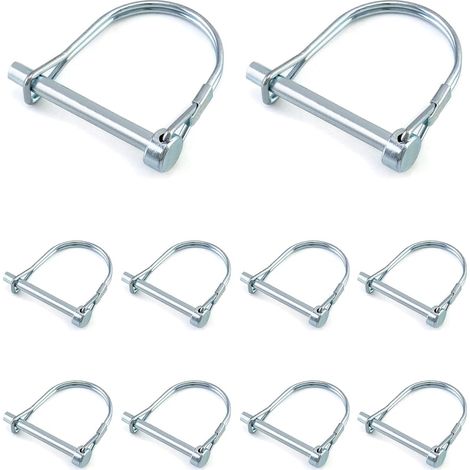 10 goupilles de verrouillage en D pour remorque de jardin en acier au carbone galvanisé (6 x 50 mm) (1/5)