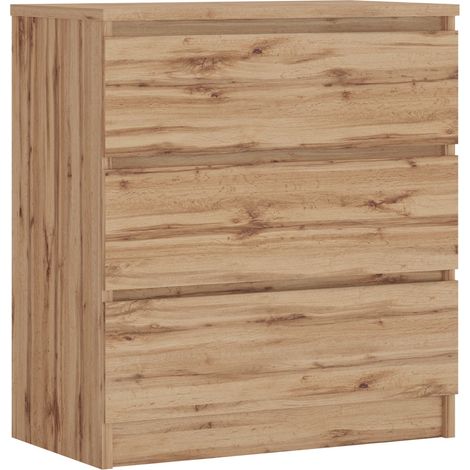 Cassettiera 3 cassetti, Rovere Wotan, 70 x 79 x 39 cm (1/4)