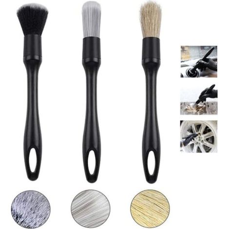 [NEVER USED] 3-piece Car Cleaning Brush Set for Car, Motorcycle, Wheels, Automotive Cleaning, Dashboard, Interior, Exterior, Air Vents