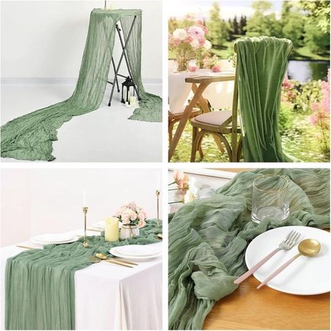 Runner da tavola 90 x 400 cm, decorazione boho per la tavola, runner in tessuto, tovaglia a rete, decorazione per matrimoni, feste e compleanni. (1/5)