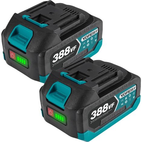 2 batterie di ricambio per utensili elettrici a batteria da 18 V, batteria al litio da 6,0 Ah con indicatore LED e caricabatteria - Y4