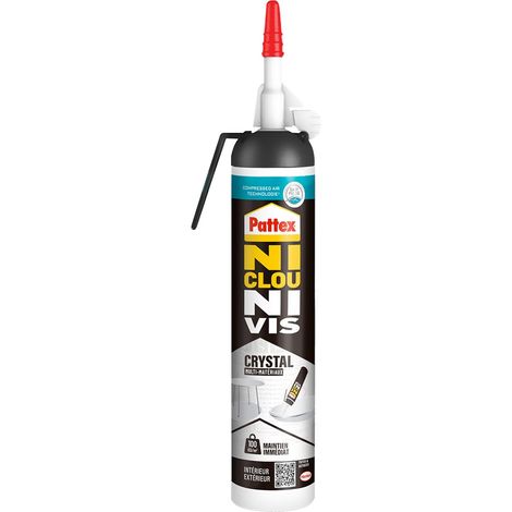 Ni Clou Ni Vis Fix Crystal, colle de fixation, mastic transparent multi-supports, colle forte multi-usages, aérosol de 210 g (1/5)