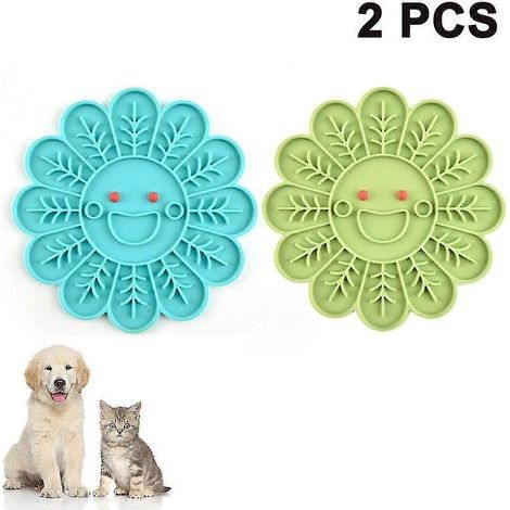 Lot de 2 tapis à lécher pour chien, tapis de distribution lente, pour nourrir lentement et distraire votre chien, tapis à lécher interactif en forme de fleur. (1/5)