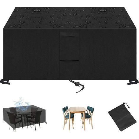 Housse Salon Jardin,420D Bâche Salon de Jardin Protection Mobilier,Imperméable Résistance au Vent,Respirante,Antipoussière et Résistante aux UV -Black:123x61x72cm (1/5)