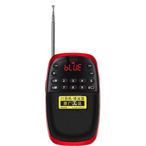 (Rouge) Radio FM portable - Haut-parleur Bluetooth avec affichage LED, prend en charge les appels mains libres et l'enregistrement sur carte TF intégrée. (1/5)
