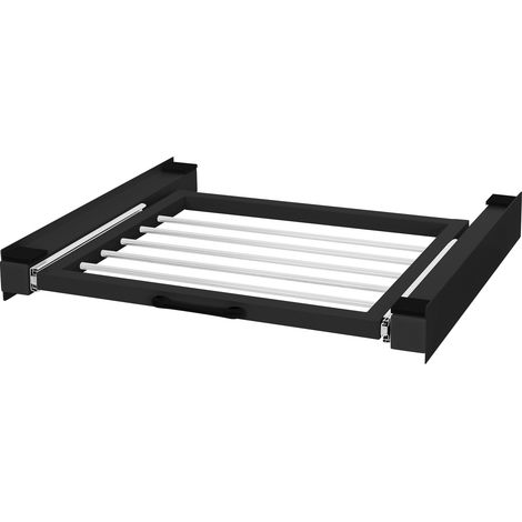 ML-Design Telaio Intermedio Ripiano Estraibile in Acciaio 60,5 x 54,5 cm Nero per Lavatrice / Asciugatrice Piano Estensibile per Cesto Bucato Kit di Sovrapposizione Universale con Stendibiancheria